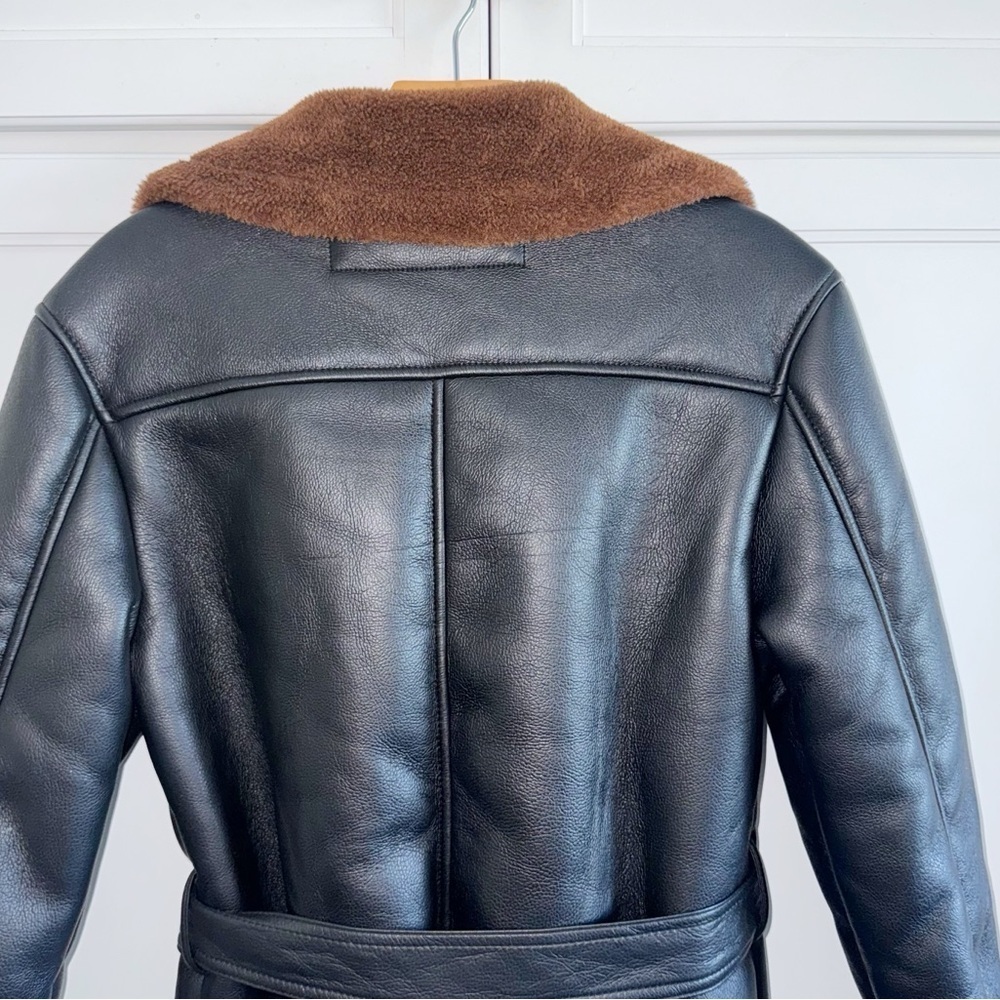 SEBBY COLLECTION ZIP FRONT FAUX BLACK LEATHER SHEARLING JACKET SZ MEDIUM MOBWIFE - Picture 6 of 13